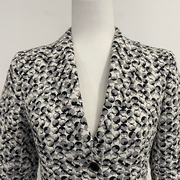 Akris Punto Black and White Abstract Print Lined Blazer Size 6 - Picture 2 of 16